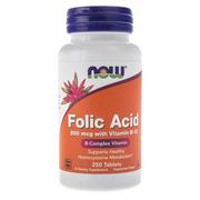 Witaminy i minerały - Now Foods Foods Suplement diety Folic Acid (kwas foliowy + witamina B12) FOODS, 250 tabletek - miniaturka - grafika 1