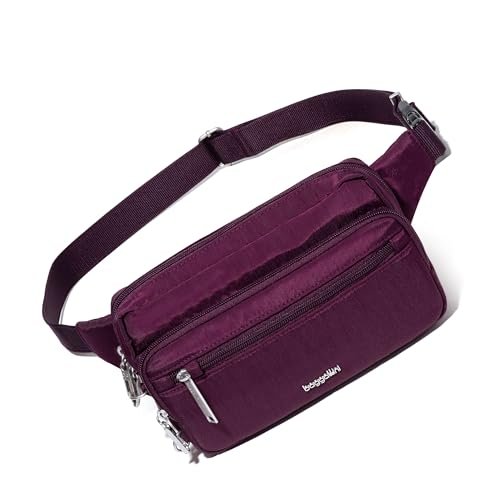 Baggallini Securtex® Torba antykradzieżowa na pasek, saszetka dla kobiet, portfel RFID, zamek błyskawiczny, torba podróżna, torebka crossbody, morwa, morwa
