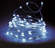 Oświetlenie świąteczne - Lampki na druciku 80 LED zimna biel 3,95m na baterie IP44 - miniaturka - grafika 1