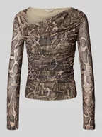 Bluzki damskie - Bluzka z długim rękawem i asymetrycznym dekoltem model ‘BERNARDETTE’ - miniaturka - grafika 1