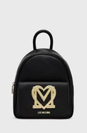 Plecaki - Love Moschino plecak damski kolor czarny mały z aplikacją - miniaturka - grafika 1