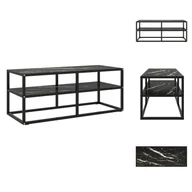 Szafki RTV - vidaXL Szafka pod TV czarna z czarnym szkłem o wyglądzie marmuru 100x40x40 cm - Meble TV - miniaturka - grafika 1