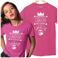 Moda i Uroda OUTLET - Koszulka dla Szwagierki na Urodziny z nadrukiem "Najlepsza Szwagierka na całym świecie" w kolorze różowym - miniaturka - grafika 1
