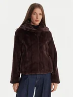 Płaszcze damskie - Guess Futro W0BL0N WDCH0 Brązowy Regular Fit - miniaturka - grafika 1