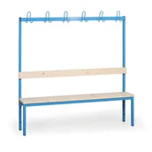 Meble do szkół i przedszkoli - B2B Partner Ławka szatniowa z wieszakiem, siedzisko - listwy, długość 1500 mm, niebieska 179316 - miniaturka - grafika 1