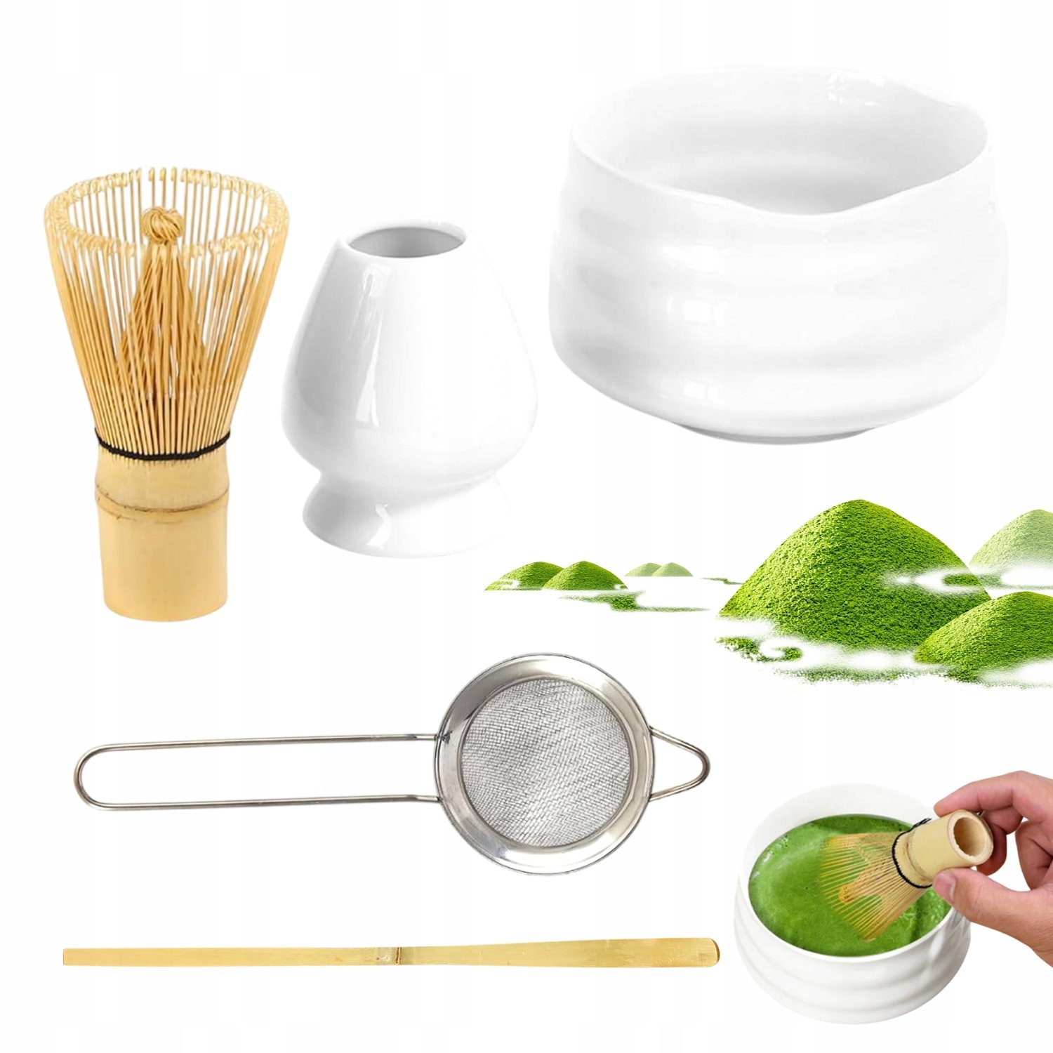 5-CZĘŚCIOWY Zestaw Narzędzi Do Parzenia Herbaty Zestaw Mieszadełek Matcha