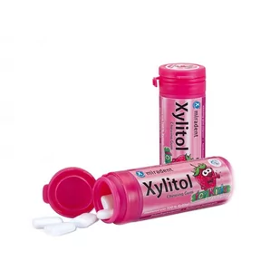 MIRADENT Xylitol Chewing Gum for Kids Strawberry - Truskawkowe gumy do żucia przeciw próchnicy dla dzieci 30 szt 9900002250 - Produkty na nieświeży oddech - miniaturka - grafika 1