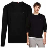 Swetry męskie - Czarny Sweter Męski Premium Elegancki Tommy Hilfiger Bawełna Ładny r.M - miniaturka - grafika 1