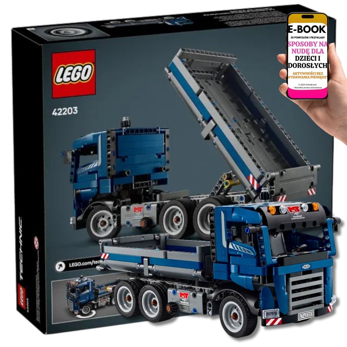 PREZENT DLA DZIECKA 9+ LEGO Technic 42203 Wywrotka – Zestaw Budowlany z Przechylaną Skrzynią i Ruchomymi Elementami + EBOOK-3