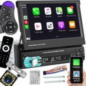 Radia samochodowe - RADIO SAMOCHODOWE ODTWARZACZ 1DIN 7'' BT WYSUWANY EKRAN DOTYKOWY APPLE CARPLAY ANDROID AUTO MIRROR LINK KAMERA COFANIA - miniaturka - grafika 1