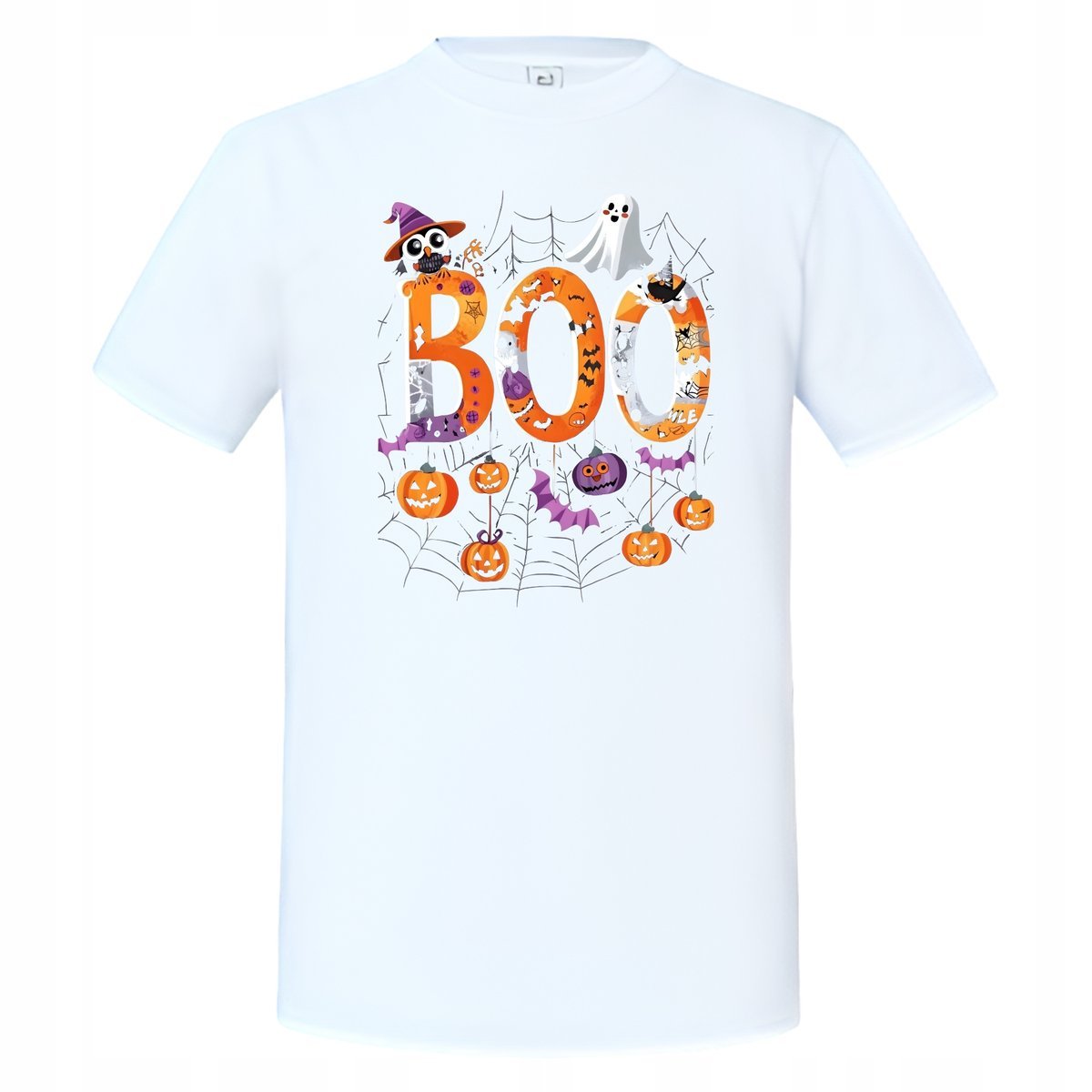 Koszulka męska ze strasznym napisem BOO! przestrasz się na Halloween