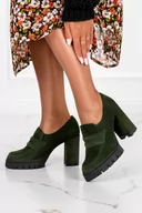 Mokasyny damskie - Zielone mokasyny na słupku POLSKA SKÓRA Casu 20113 - miniaturka - grafika 1