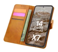 Etui i futerały do telefonów - Bizon z klapką Pocket do Xiaomi Redmi Note 14 5G/Poco M7 Pro 5G Brązowy - miniaturka - grafika 1
