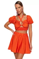 Koszule damskie - Trendyol Damska koszula dwuczęściowa z kwiatowym nadrukiem, pomarańczowy, 10 - miniaturka - grafika 1