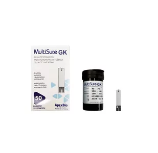 Multisure GK, Paski pomiaru stężenia glukozy we krwi, 50 szt. - Glukometry i akcesoria dla diabetyków - miniaturka - grafika 1