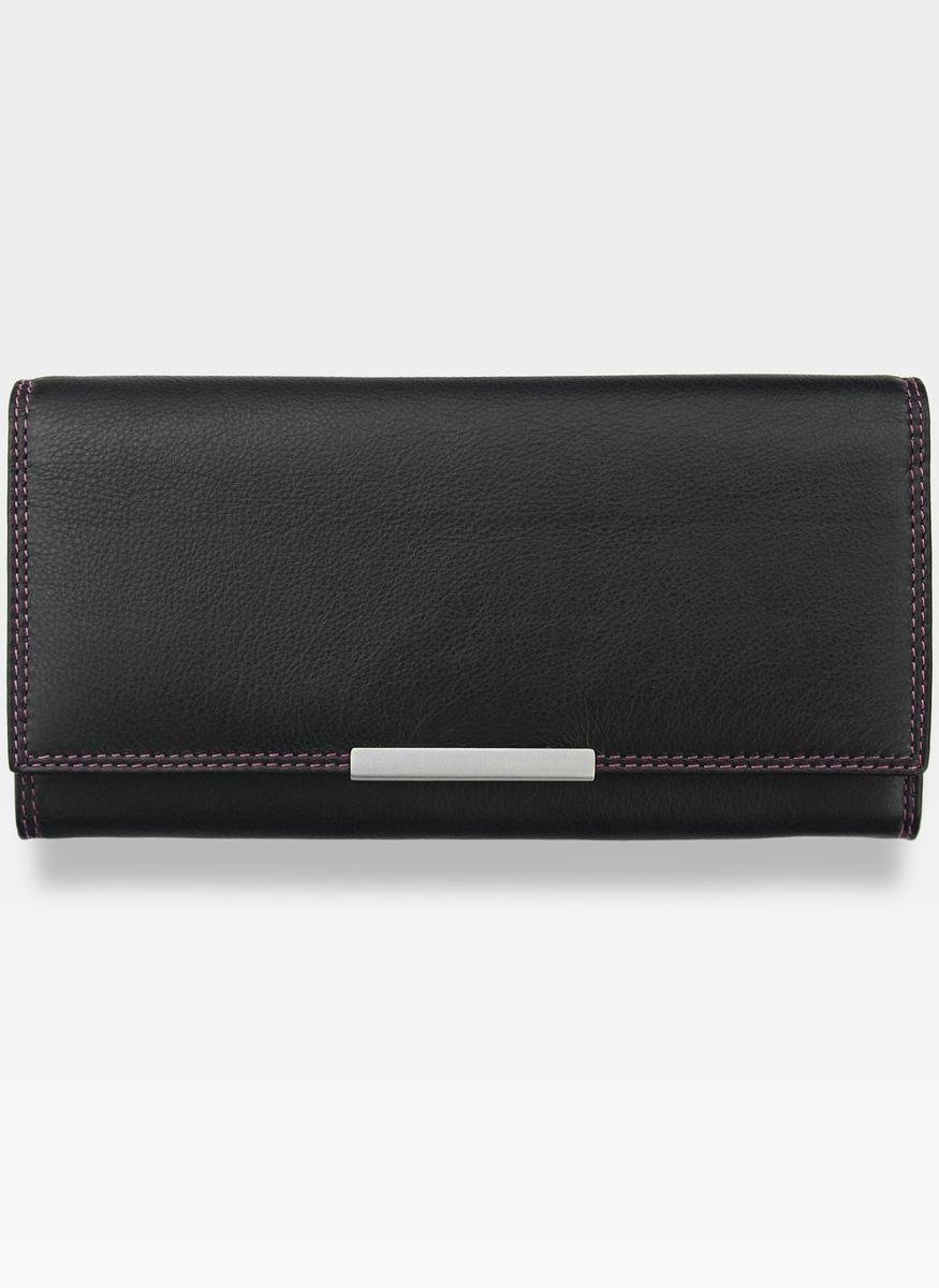 Visconti Portfel Damski Skórzany Fioletowy + Czarny RIO R11 - Czarny + Fioletowy