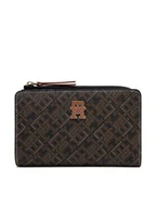 Portfele - Tommy Hilfiger Duży Portfel Damski Th Monoplay Leather Med 7 Wallet AW0AW17417 Czarny - miniaturka - grafika 1