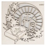 Pamiątka Pierwszej Komunii Świętej - Tekturka komunijna Dekor z różańcem duży - Pierwsza Komunia Święta - miniaturka - grafika 1