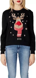 ONLY Bluza damska Onlyda Xmas L/S O-Neck SWT, czarna/nadruk: Rudolph, S (2 sztuki) - Bluzy damskie - miniaturka - grafika 1