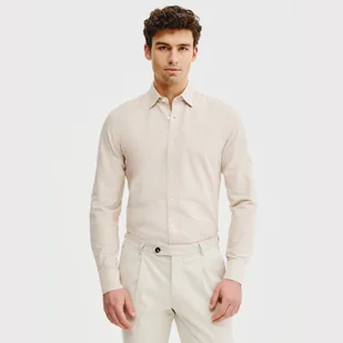 Beżowa bawełniana koszula męska Slim Fit Pako Lorente roz. XL - Koszule męskie - miniaturka - grafika 1