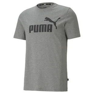 Męska koszulka z logo Essentials PUMA Medium Gray Heather - Koszulki sportowe męskie - miniaturka - grafika 1