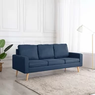 Sofy i kanapy - vidaXL 3-osobowa sofa, niebieska, tapicerowana tkaniną - miniaturka - grafika 1