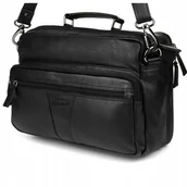 Torby męskie - Torba Saszetka Męska Na Ramię Elegancka Skórzana Listonoszka Pojemna Czarna - miniaturka - grafika 1