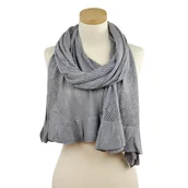 Apaszki i szaliki damskie - Szalik ażurowy z falbanką - miniaturka - grafika 1