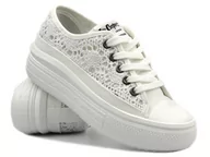 Trampki damskie - Koronkowe trampki damskie na platformie - Lee Cooper LCW-23-44-1617L, białe - miniaturka - grafika 1