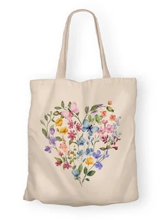 Torba bawełniana z nadrukiem serce z polnych kwiatów i motyli - Torby i wózki na zakupy Torba bawełniana z nadrukiem serce z polnych kwiatów i motyli - Torby i wózki na zakupy - miniaturka - grafika 1