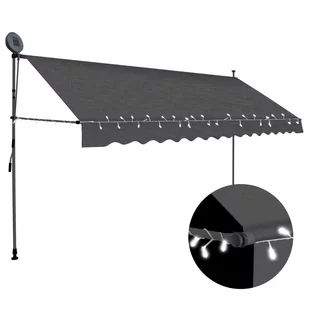 vidaXL Ręcznie zwijana markiza z LED, 400 cm, antracytowa vidaXL - Markizy - miniaturka - grafika 1