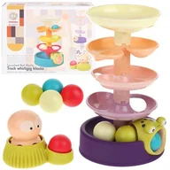 Zabawki interaktywne dla dzieci - Fontanna Kolorowa Wieża Piramida Wyrzutnia Piłek Ośmiornica + Piłeczki - Fioletowa - miniaturka - grafika 1