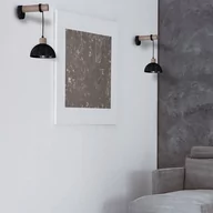 Lampy ścienne - Milagro Kinkiet ERIK Sawn black/Patinated wood 1XE27 MLP7638 - miniaturka - grafika 1