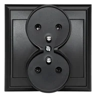 Gniazdka elektryczne - Gniazdo Luna podwójne z uziemieniem czarny mat - miniaturka - grafika 1