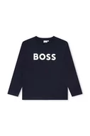 Bluzki dla chłopców - BOSS longsleeve bawełniany dziecięcy kolor granatowy z nadrukiem - Boss - miniaturka - grafika 1