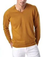 Swetry męskie - Come Voglio Men's MAMRVN100089 sweter męski, żółty (Mustard Yellow), XL - miniaturka - grafika 1