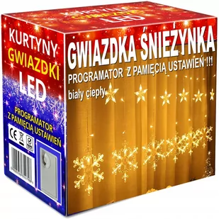 Girlanda KURTYNA LED lampki choinkowe wiszące gwiazdki sople okno GWIAZDA - Oświetlenie świąteczne - miniaturka - grafika 1