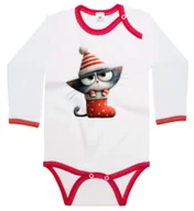 Body dla niemowląt - Body dziecięce Szary Kot Kotek W Świątecznej Skarpecie Święta 74/80 - miniaturka - grafika 1