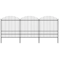 Ogrodzenia - vidaxl Panele ogrodzeniowe z grotami, stal, (1,75-2) x 5,1 m, czarne - miniaturka - grafika 1