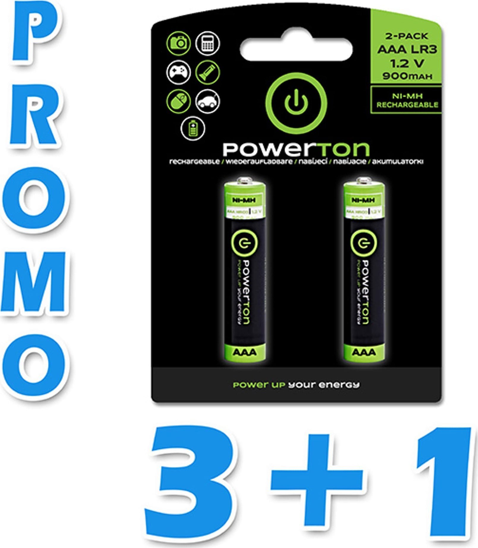 Powerton Akumulatorki AAA HR03 1.2V 900 mAh blistr 2-pack EOL