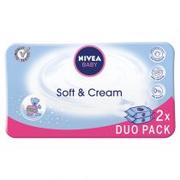 Chusteczki nawilżane - Nivea Beiersdorf Baby Soft&Cream, Chusteczki nawilżane, 2x63 szt. - miniaturka - grafika 1