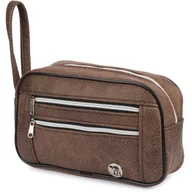 Nerki - Kosmetyczna Podróżna Saszetka Elegancka Uniseks Brąz Nubuk Beltimore R25 : Kolory - Brązowy, Beżowy - miniaturka - grafika 1