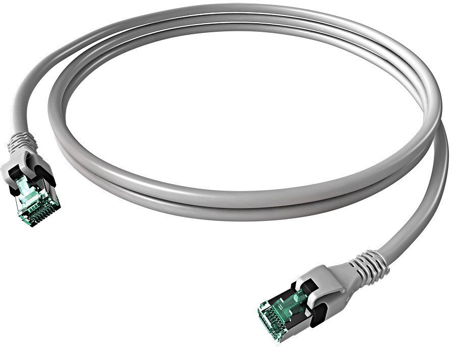 EasyLan DualBoot® PushPull Patch Cable Cat.6A Class EA, S/FTP, RJ45 / RJ45, szary, 7,5 m
