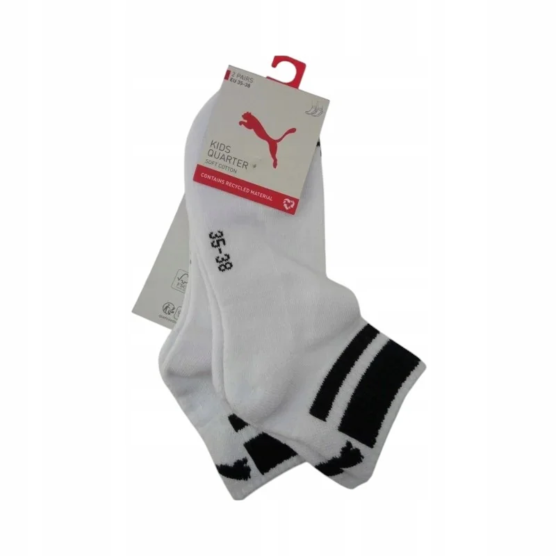 skarpety PUMA QUARTER 2Pak SKARPETKI STOPKI 2P KIDS QUARTER BIAŁE r.35-38