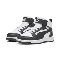 Buty dla dziewczynek - Dziecięce sneakersy Rebound V6 Mid PUMA White Black Shadow Gray - miniaturka - grafika 1