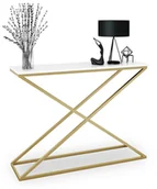 Konsole i sekretarzyki - Konsola w stylu glamour złoty + biały połysk N6-E30 - miniaturka - grafika 1