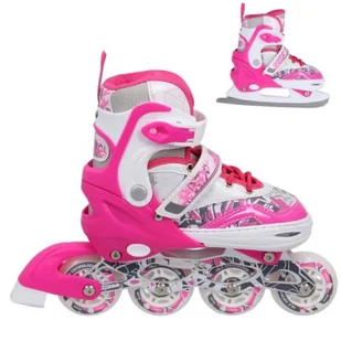 NF10927 A 2w1 DARK PINK ROZM.M(35-38) ŁYŻWOROLKI Z WYM. PŁ. FIGUROWĄ NILS EXTREME - Rolki - miniaturka - grafika 2