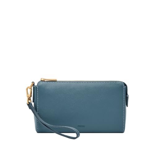 Fossil Skórzany lub Poliestrowy Portfel dla Kobiet, Teal Blue
