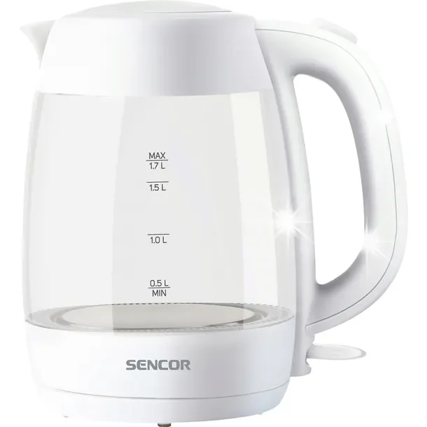 Duzy Czajnik Bezprzewodowy Sencor SWK 7300WH 2200W 1.7L Biały SZKLANY