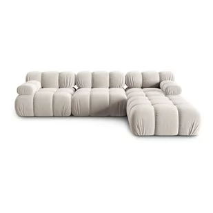 Beżowy aksamitny narożnik (prawostronny) Bellis – Micadoni Home - Narożniki - miniaturka - grafika 1